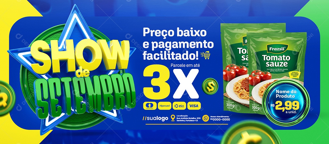 Banner Show de Setembro Supermercado Preço Baixo Social Media PSD Editável