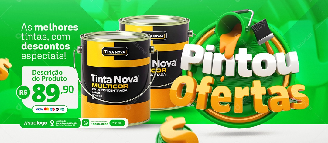 Banner Pintou Ofertas As Melhores Tintas Social Media PSD Editável