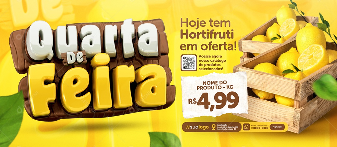 Banner Quarta da Feira Hortifruti Limão Social Media PSD Editável