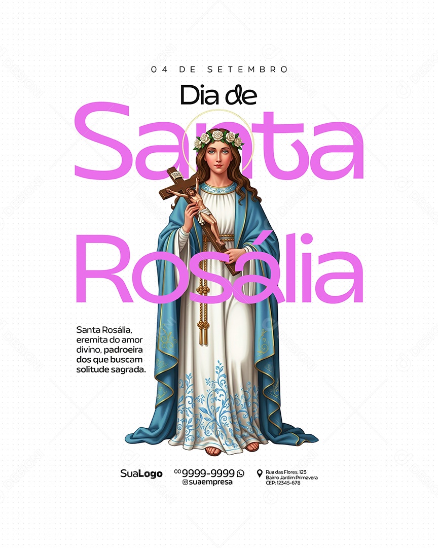 Dia de Santa Rosália 04 de Setembro Social Media PSD Editavel