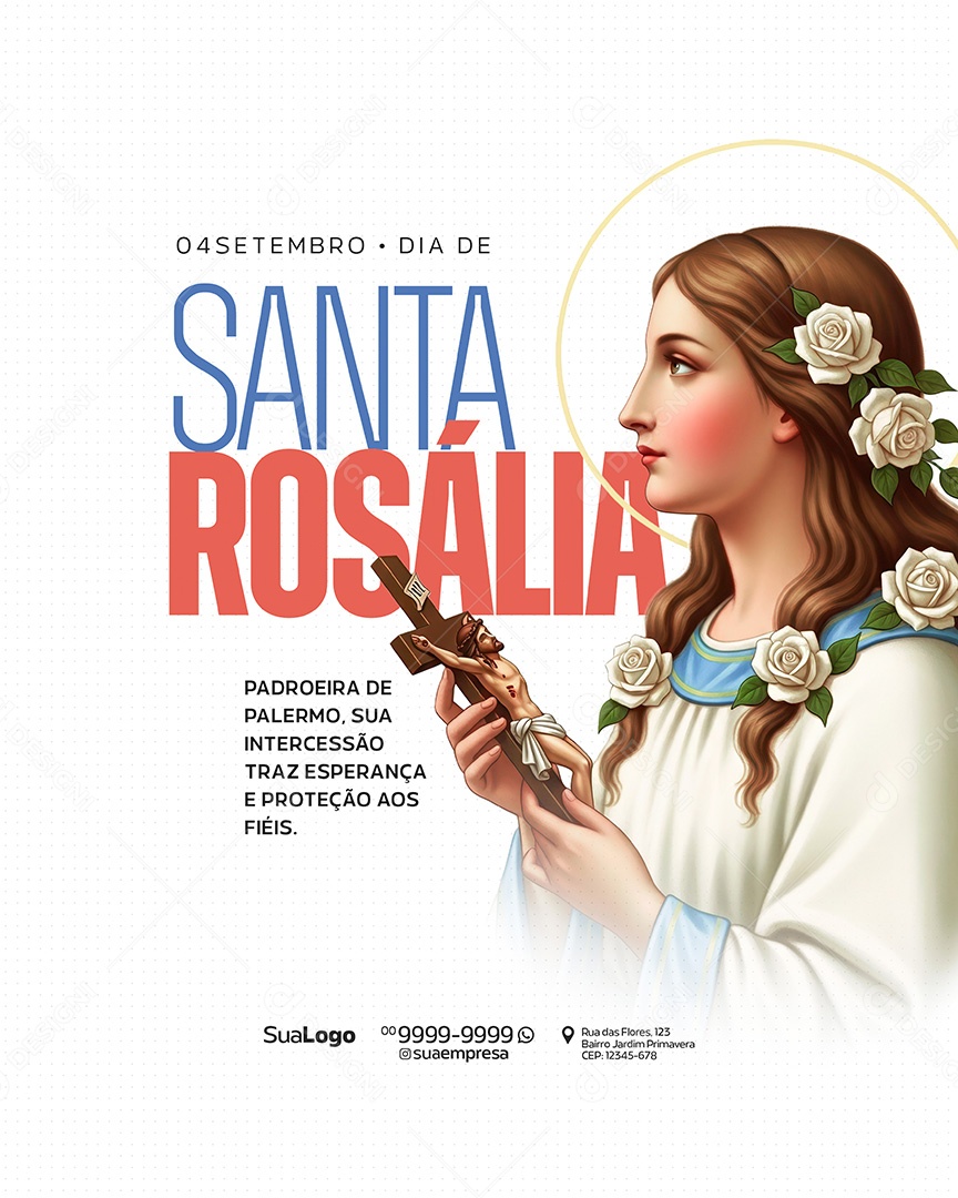 Dia de Santa Rosália 04 de Setembro Social Media PSD Editavel