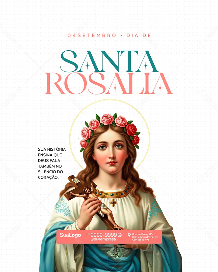 Dia de Santa Rosalia 04 de Setembro Social Media PSD Editavel