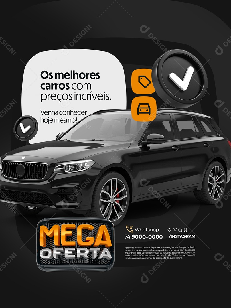 Mega Oferta Concessionária Os Melhores Carros com Preços Incríveis Social Media PSD Editável