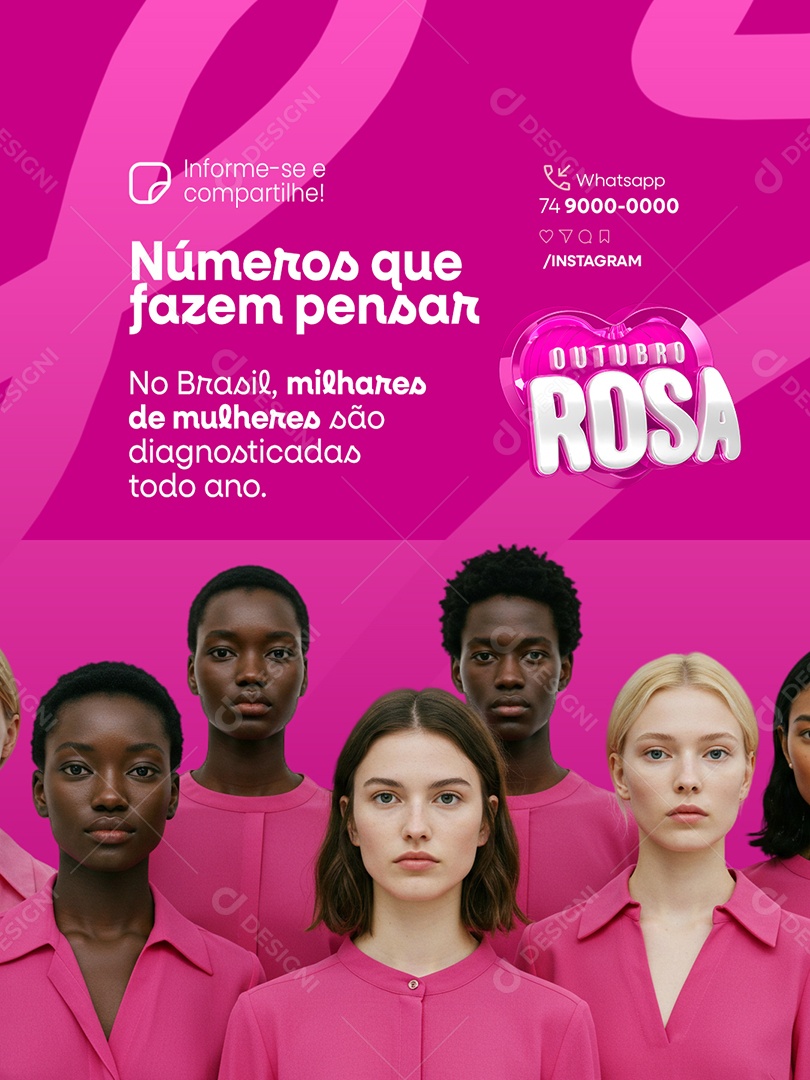 Outubro Rosa Números Que Fazem Pensar Social Media PSD Editável