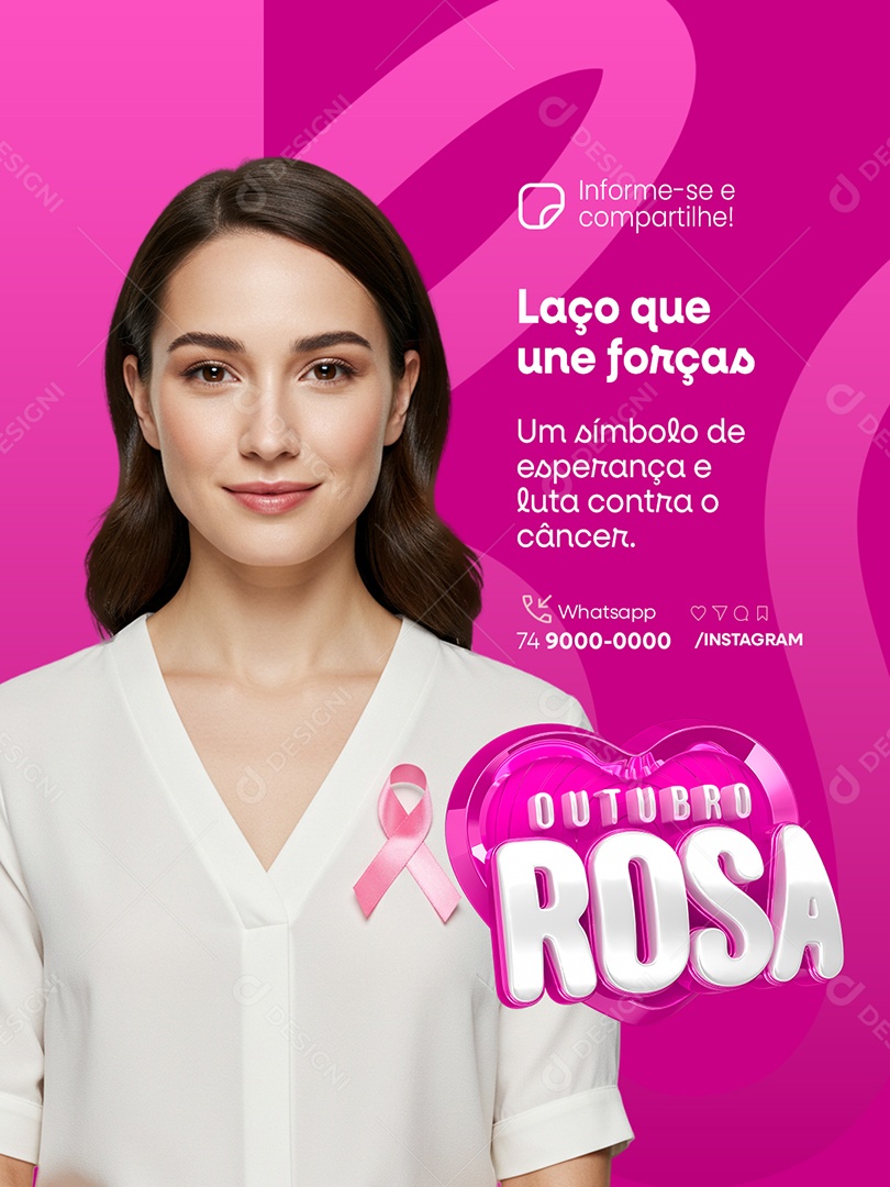 Outubro Rosa Laço Que Une Forças Social Media PSD Editável