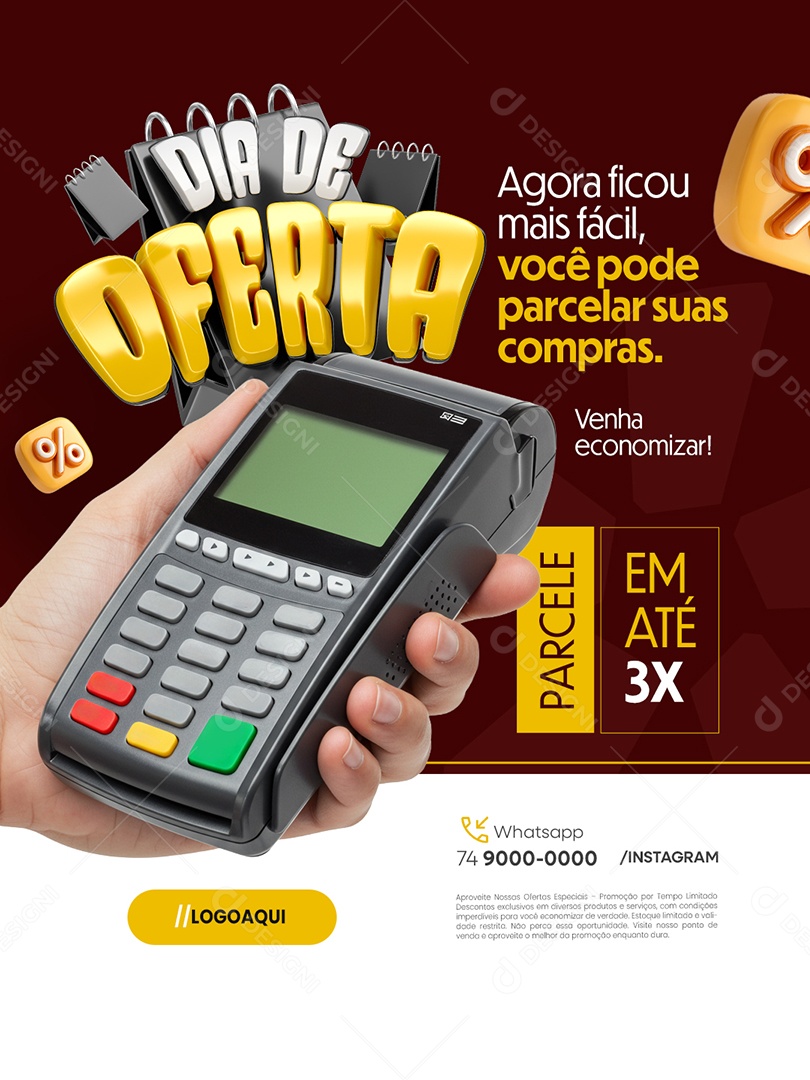 Dia de Oferta Supermercado Venha Economizar Social Media PSD Editável