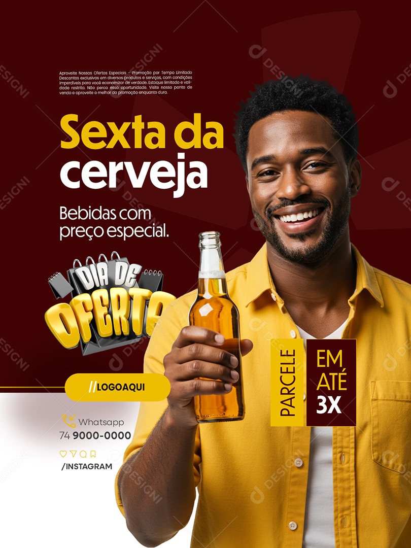 Dia de Oferta Supermercado Sexta da Cerveja Social Media PSD Editável