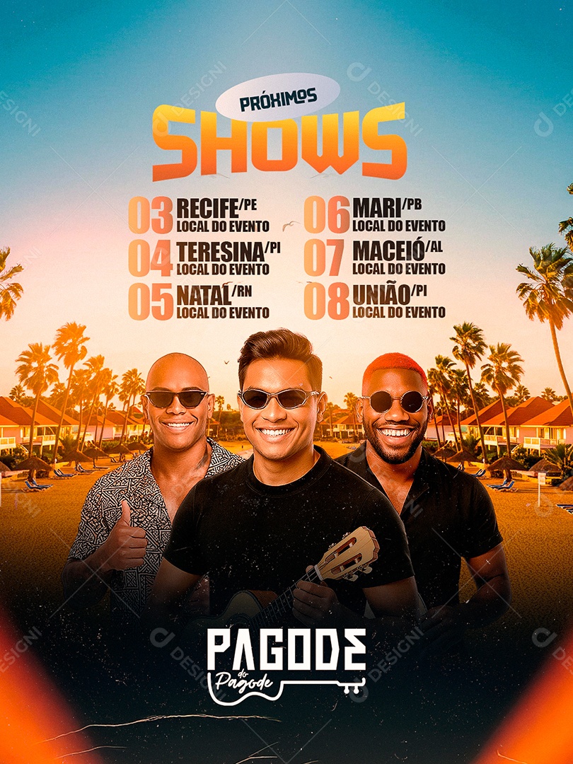 Flyer Próximos Shows Pagode do Pagode Social Media PSD Editável