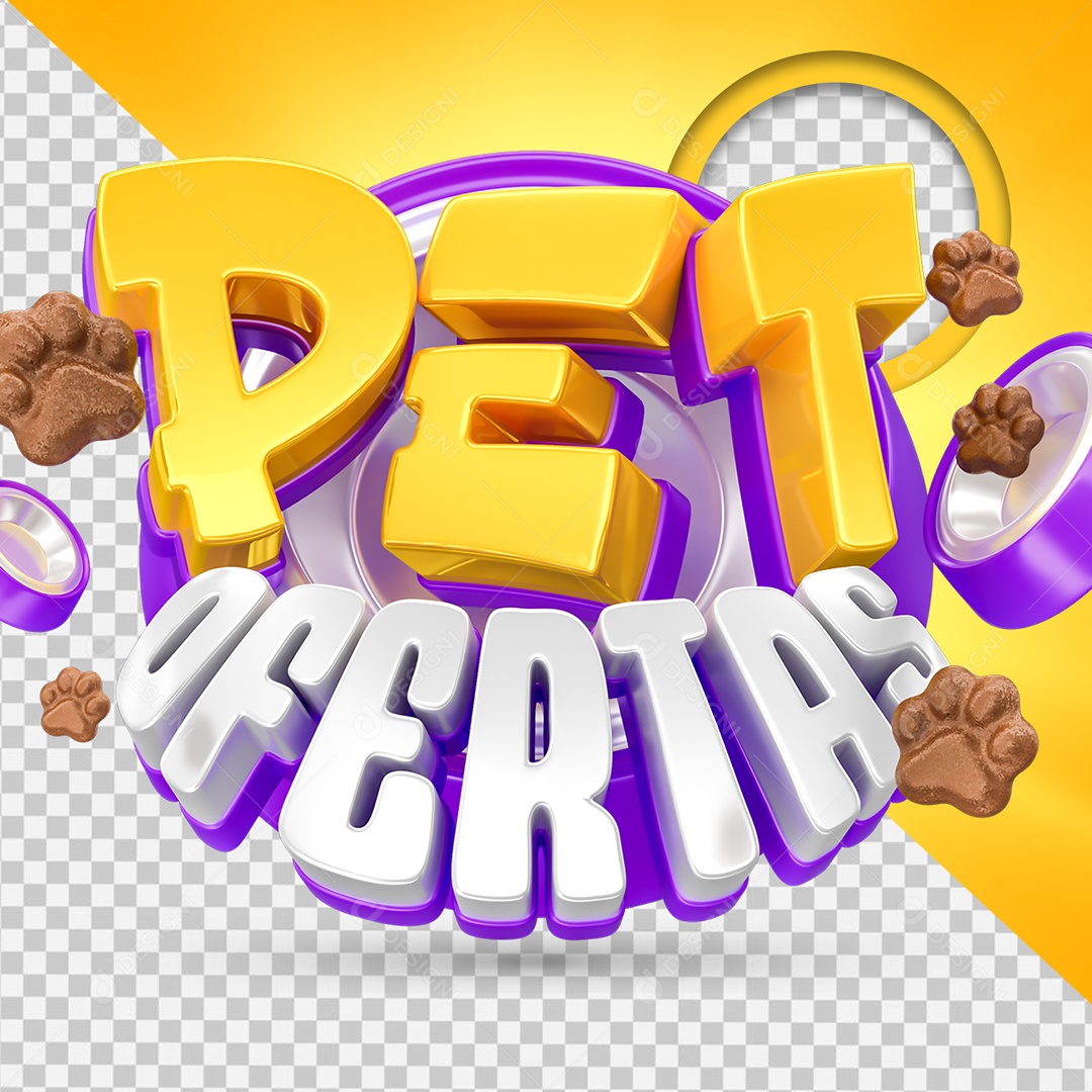 Pet Ofertas Selo 3D para Composição PSD