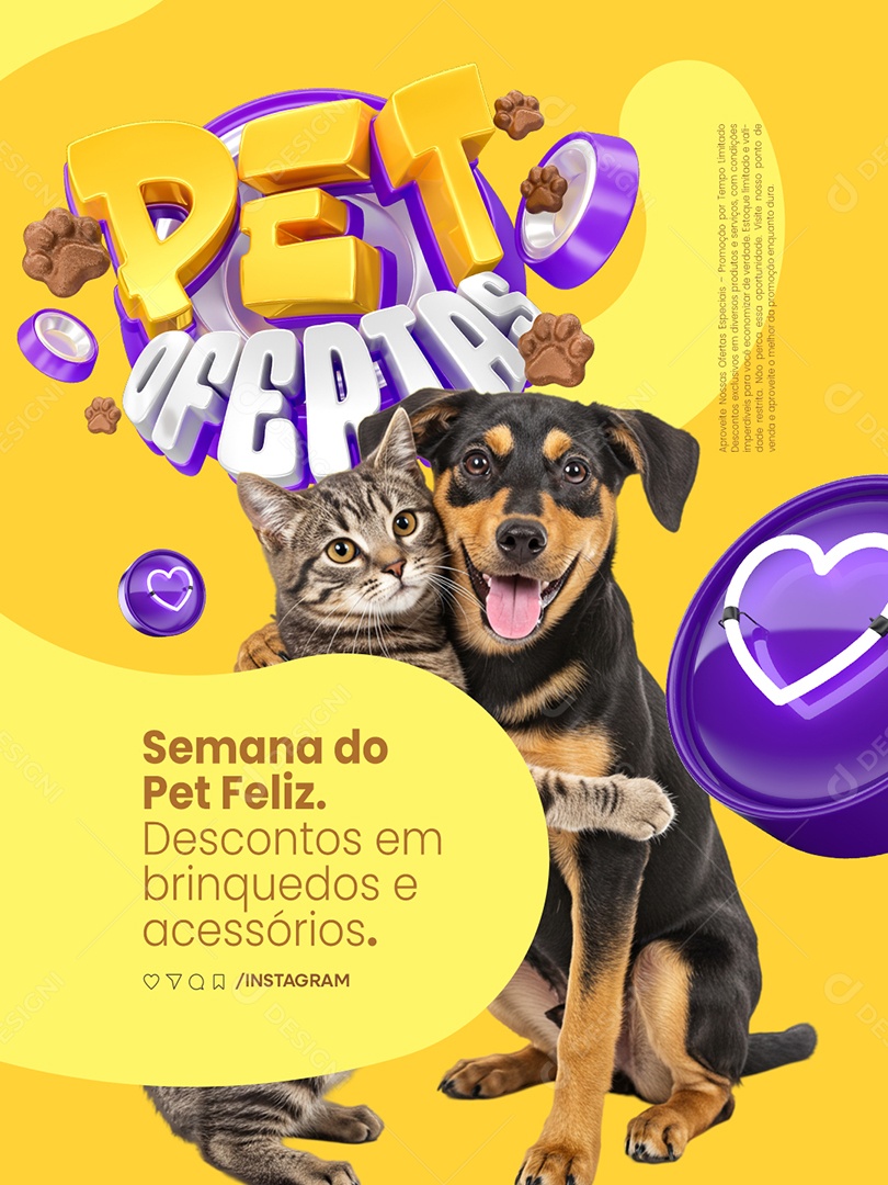 Pet Ofertas Petshop Gato e Cachorro Semana do Pet Feliz Social Media PSD Editável