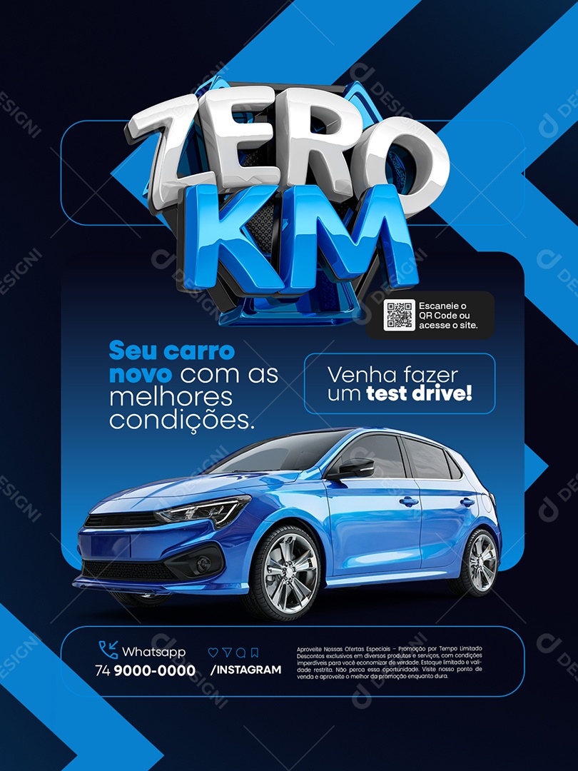Zero KM Concessionária Seu Carro Novo com as Melhores Condições Social Media PSD Editável
