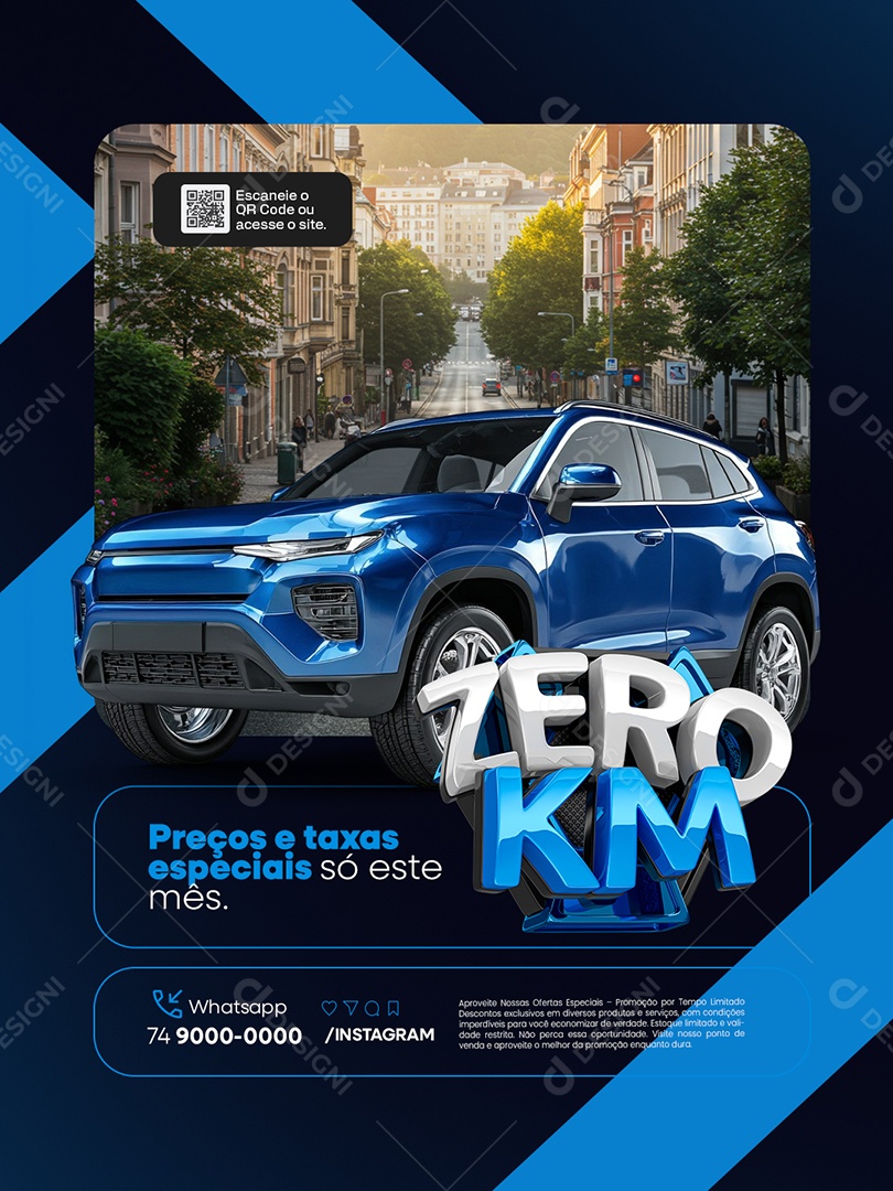 Zero KM Concessionária Preços e Taxas Especiais Social Media PSD Editável