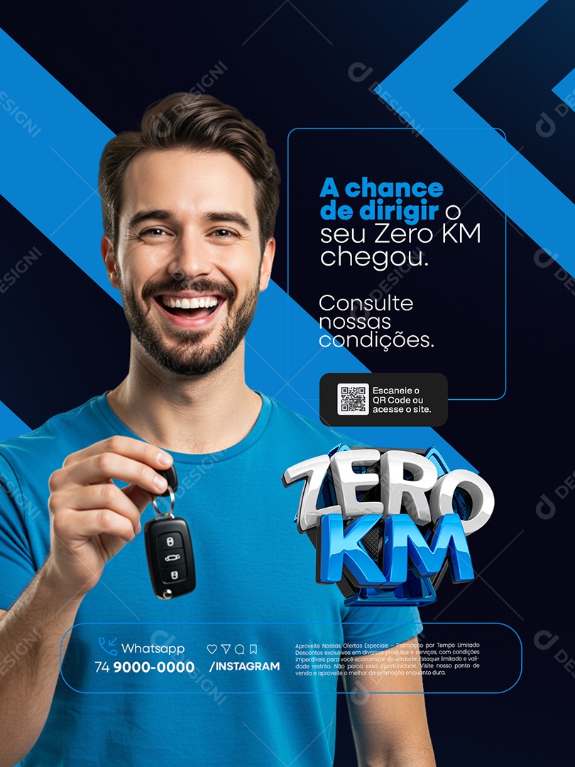 Zero KM Concessionária Consulte Nossas Condições Social Media PSD Editável