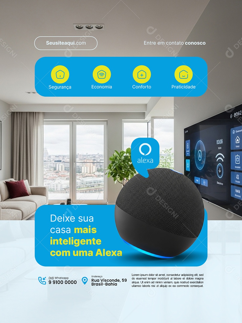 Automação Casa Inteligente Segurança Economia Conforto Social Media PSD Editável