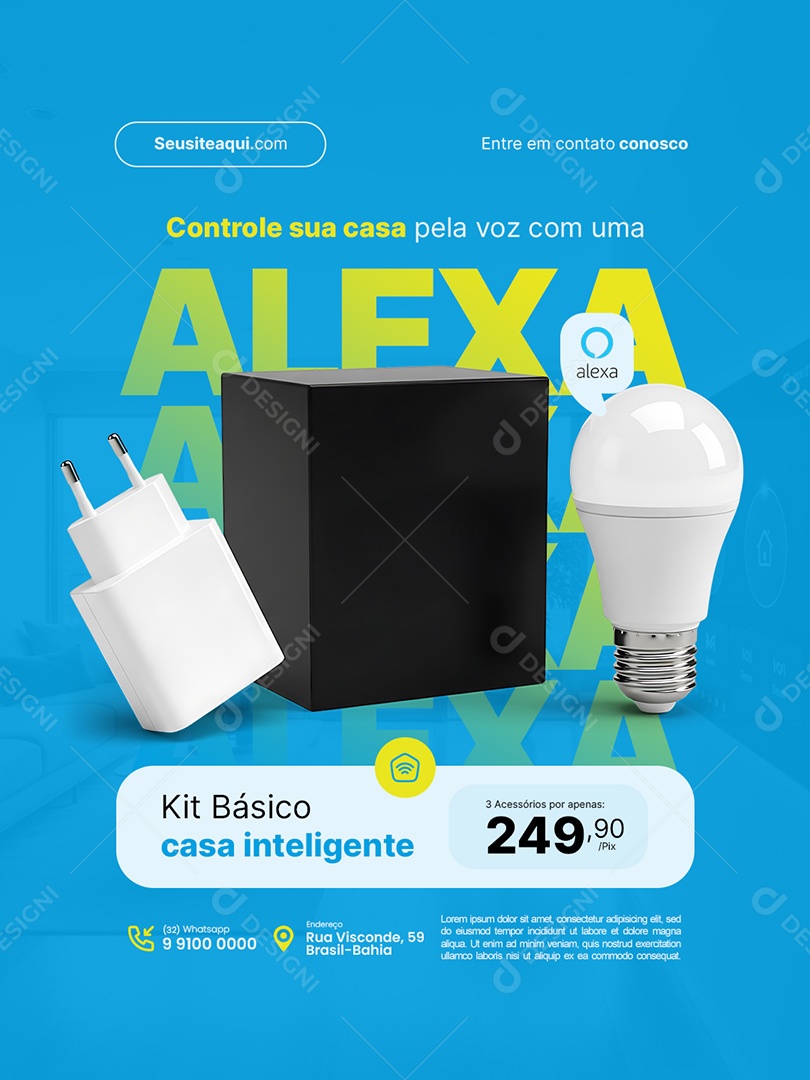 Automação Casa Inteligente Controle sua Casa Pela Voz Alexa Social Media PSD Editável