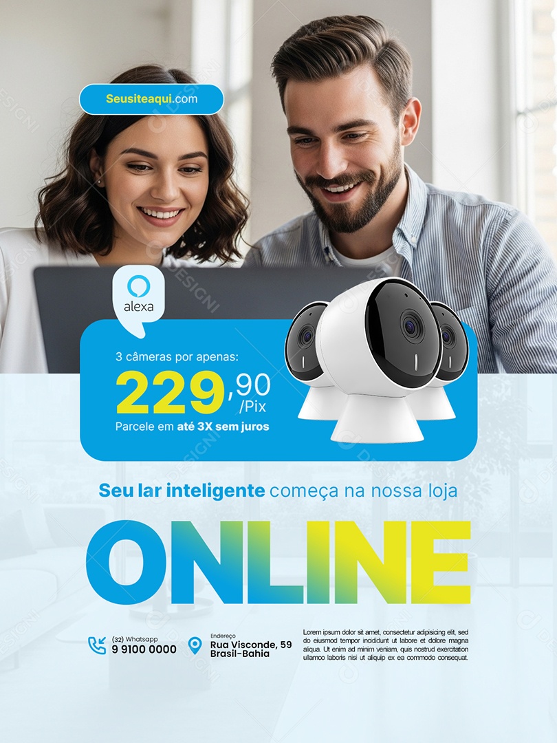 Automação Casa Inteligente Alexa Seu Lar Inteligente Social Media PSD Editável