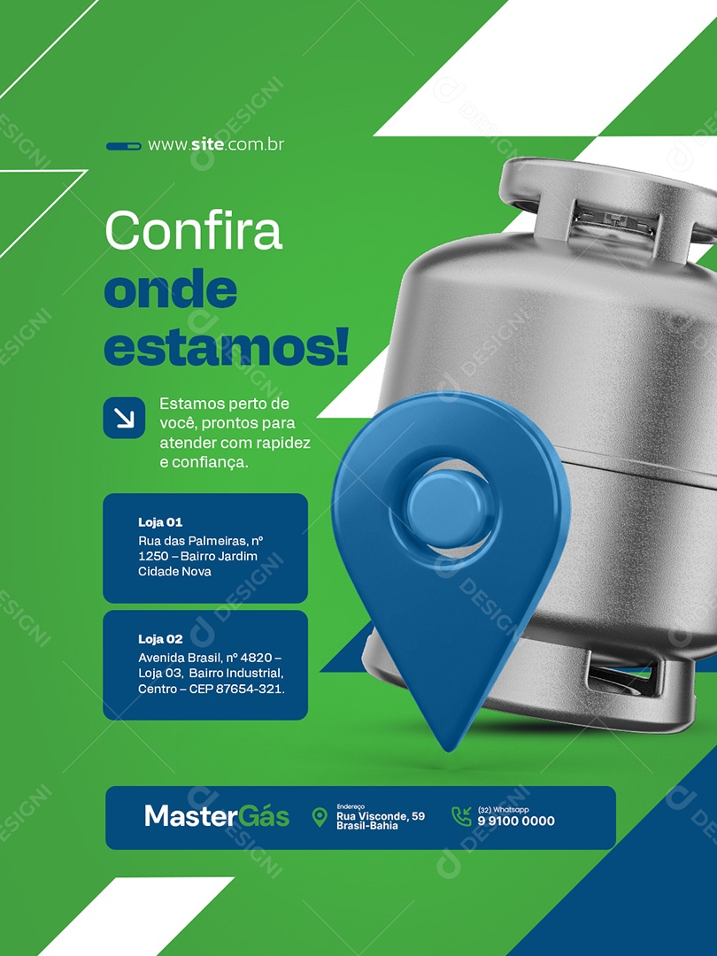Distribuidora de Gás Confira Onde Estamos Social Media PSD Editável