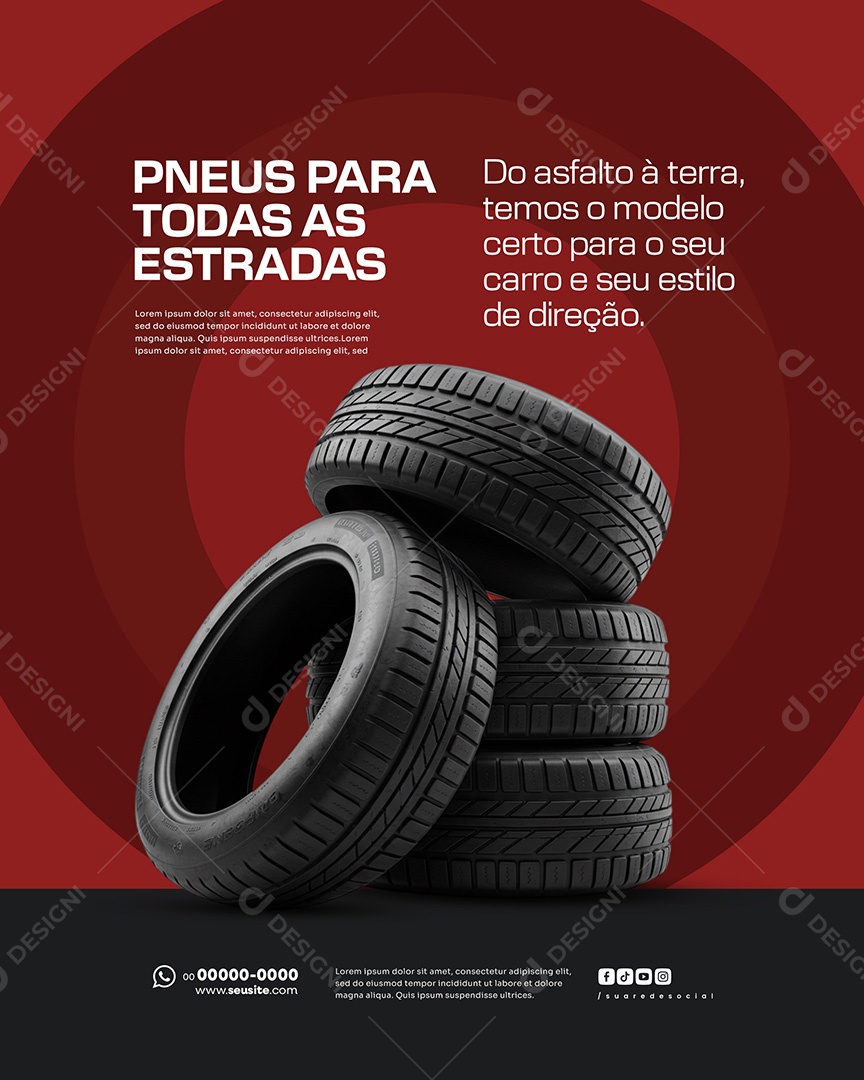 Peneus Para Todas As Estradas Social Media PSD Editável