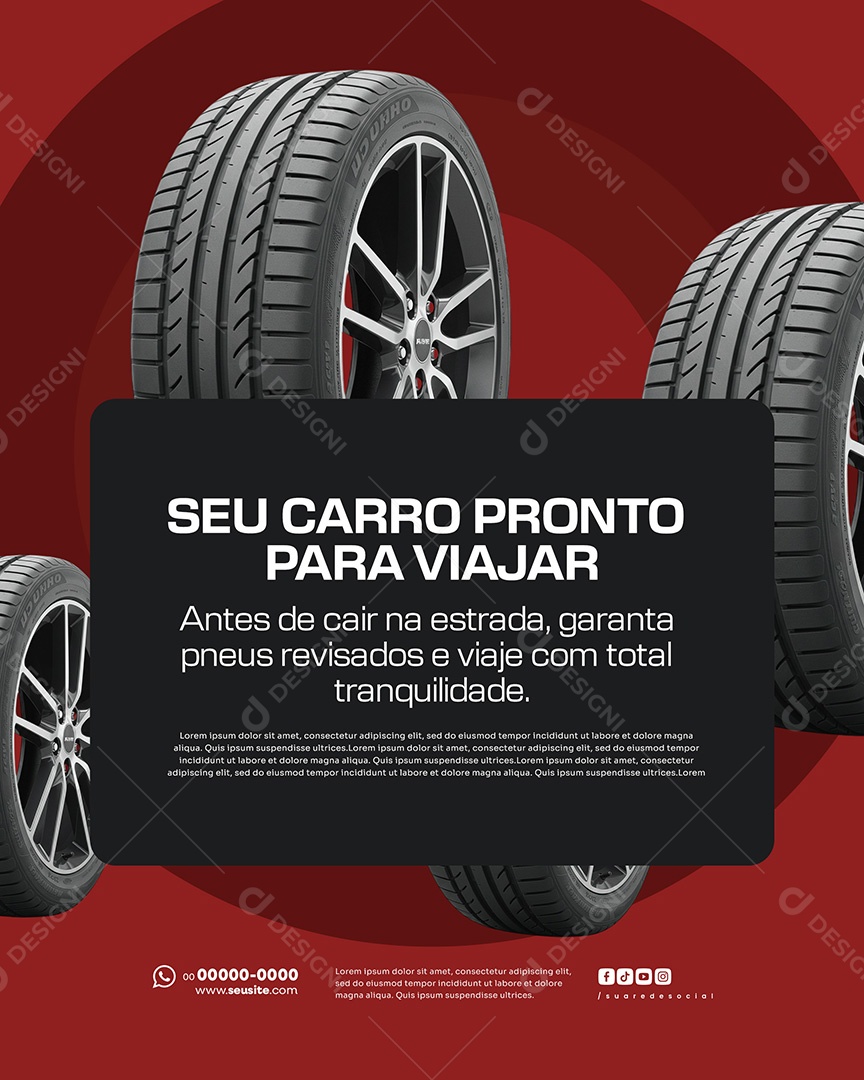 Loja de Pneus Seu Carro Pronto Para Viajar Social Media PSD Editável