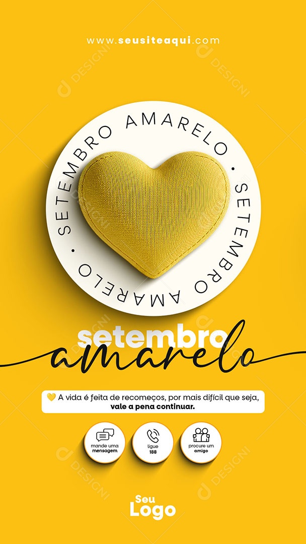 Story Setembro Amarelo Vale A Pena Continuar Social Media PSD Editável
