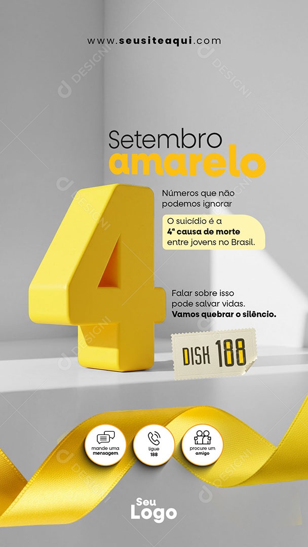 Story Setembro Amarelo Vamos Quebrar Silêncio Social Media PSD Editável