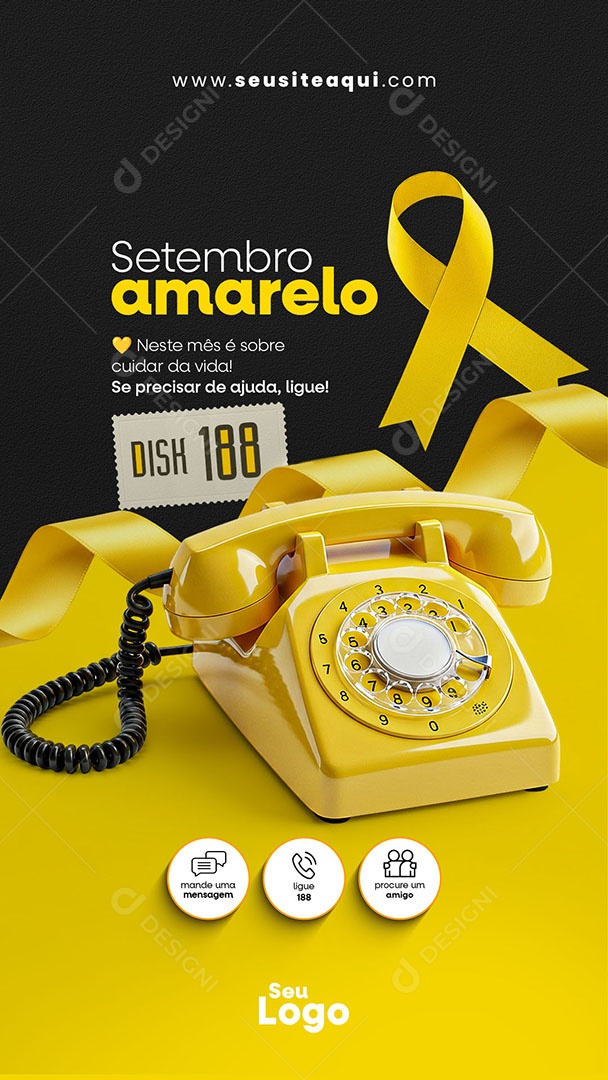 Story Setembro Amarelo Se Previsar De Ajuda, LIgue! Social Media PSD Editável