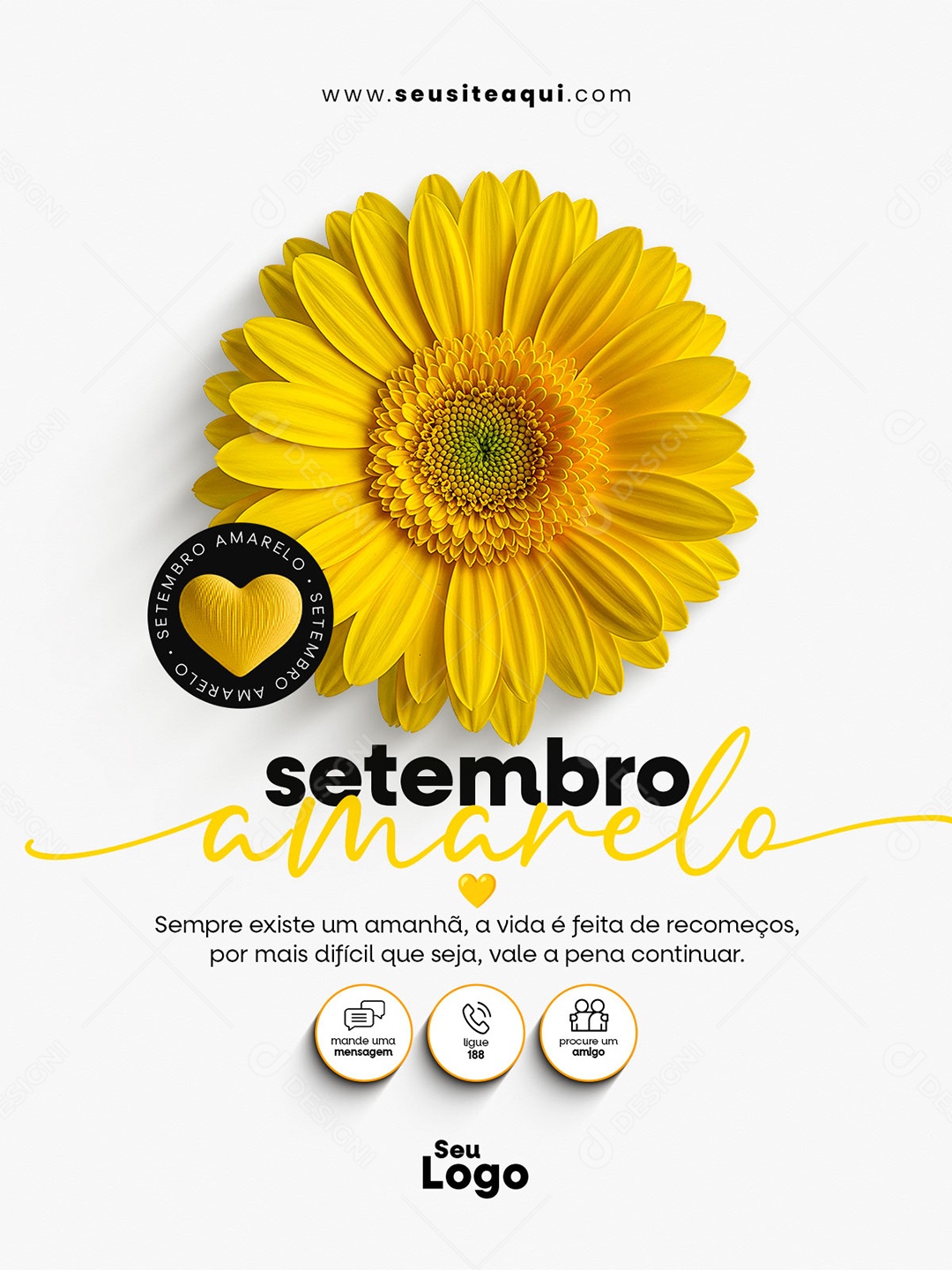 Setembro Amarelo Sempre Rxiste Um Amanhã Social Media PSD Editável