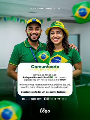 Dia da Independência do Brasil 07 de Setembro Social Media PSD Editável