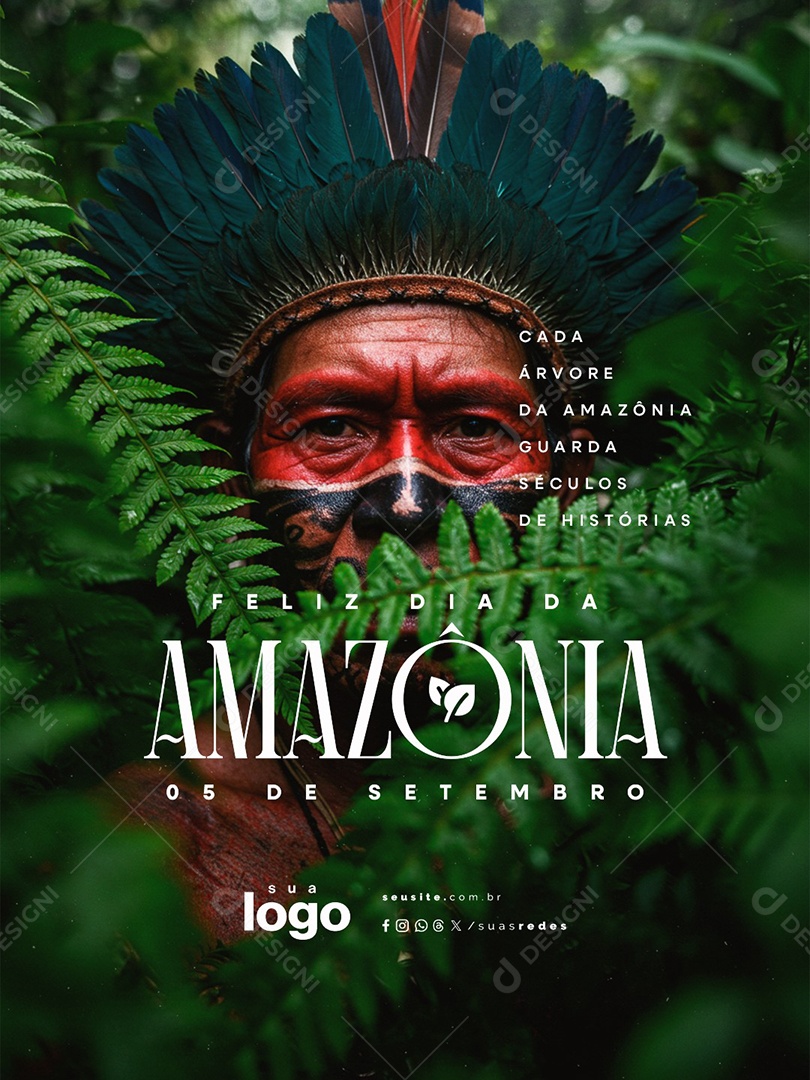 Feliz Dia da Amazônia 05 de Setembro Guarda Séculos de Histórias Social Media PSD Editável