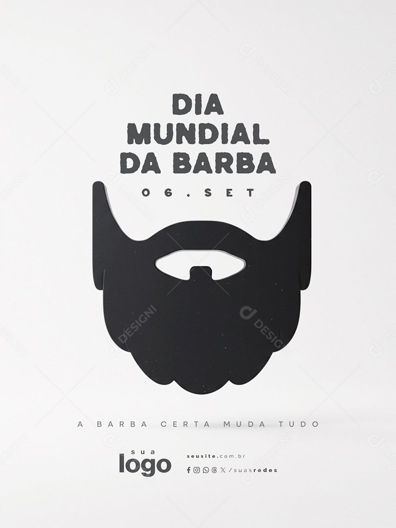 Dia Mundial da Barba 06 de Setembro Social Media PSD Editável