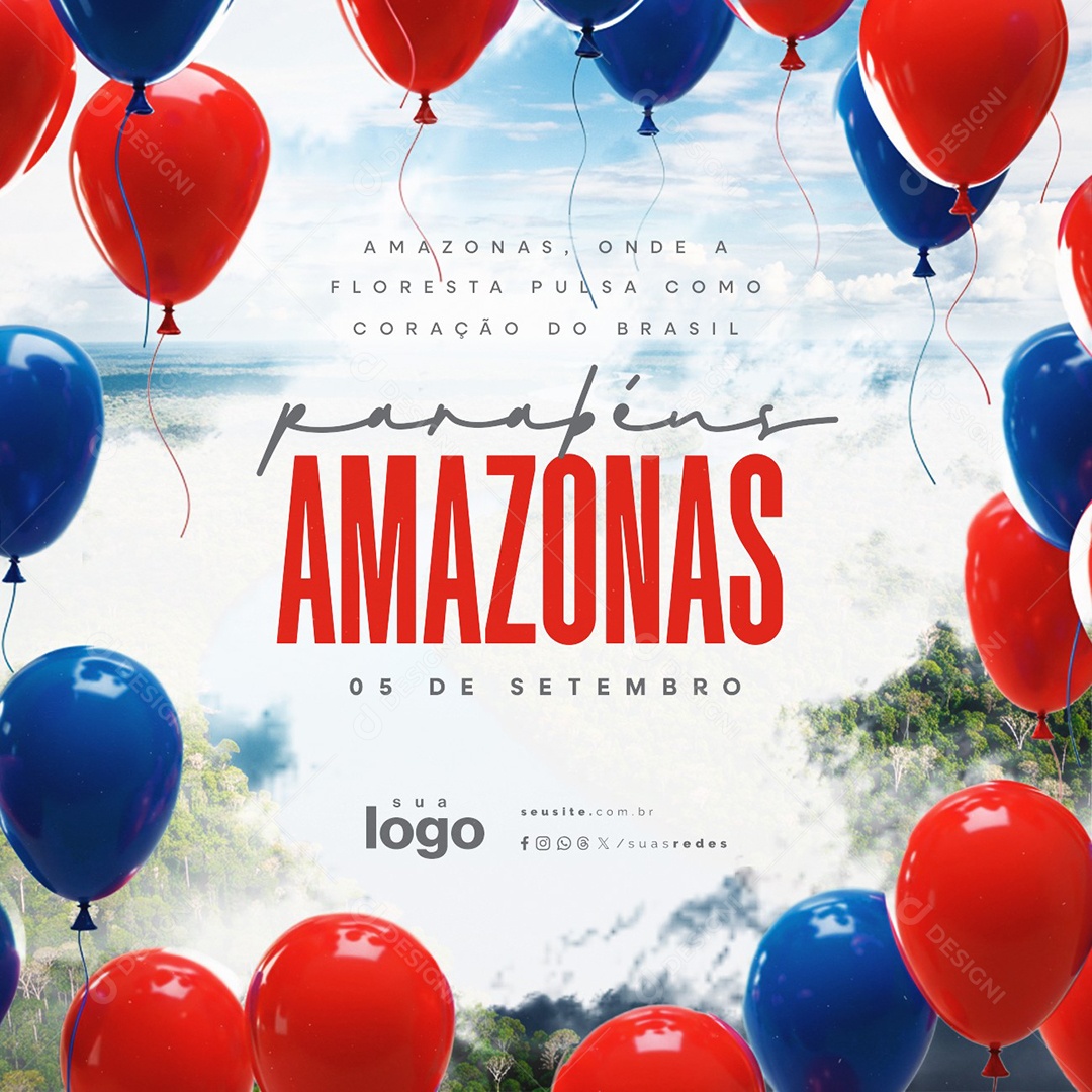 Dia do Amazonas 05 de Setembro Parabéns Social Media PSD Editável