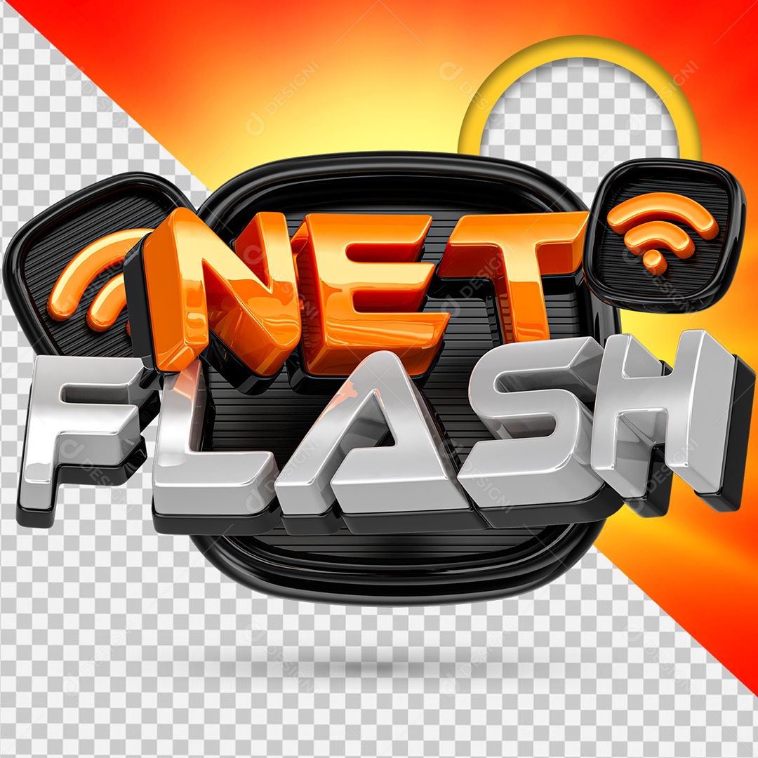 Net Flash Selo 3D para Composição PSD