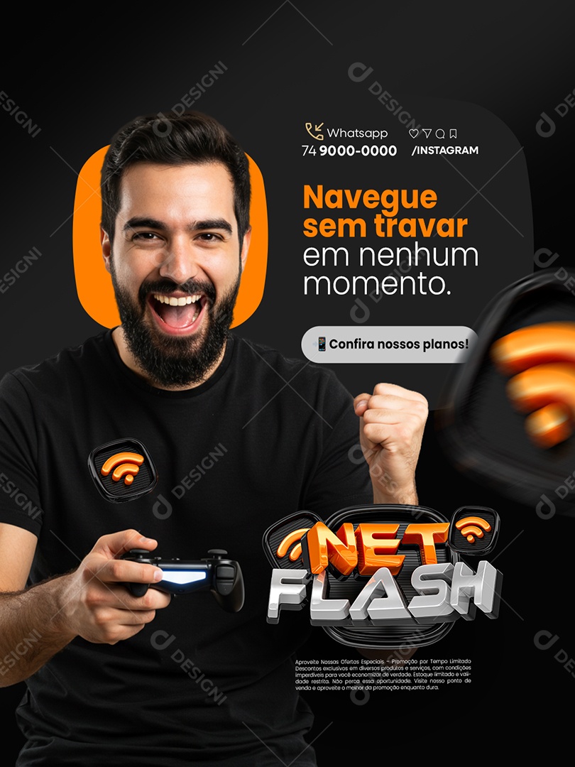 Net Flash Internet Navegue Sem Travar em Nenhum Momento Social Media PSD Editável