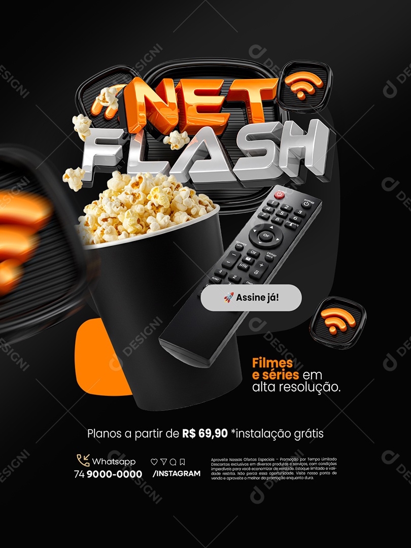 Net Flash Internet Filmes e Séries em Alta Resolução Social Media PSD Editável