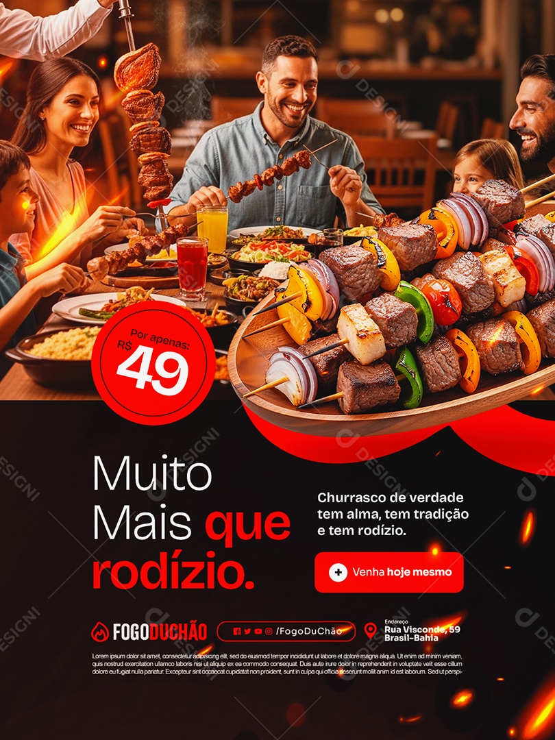 Churrascaria Muito Mais Que Rodízio Churrasco de Verdade Social Media PSD Editável