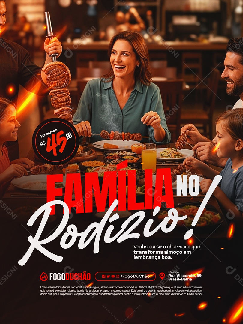 Churrascaria Família no Rodízio Social Media PSD Editável