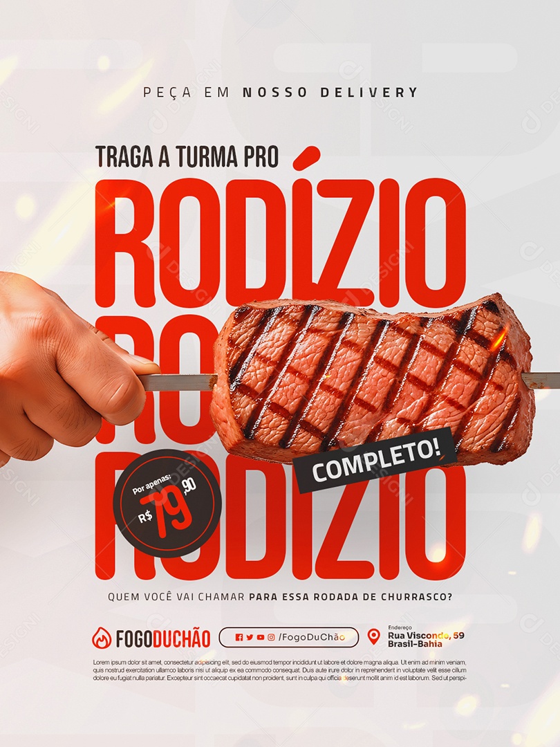 Churrascaria Traga a Turma Pro Rodízio Completo Social Media PSD Editável