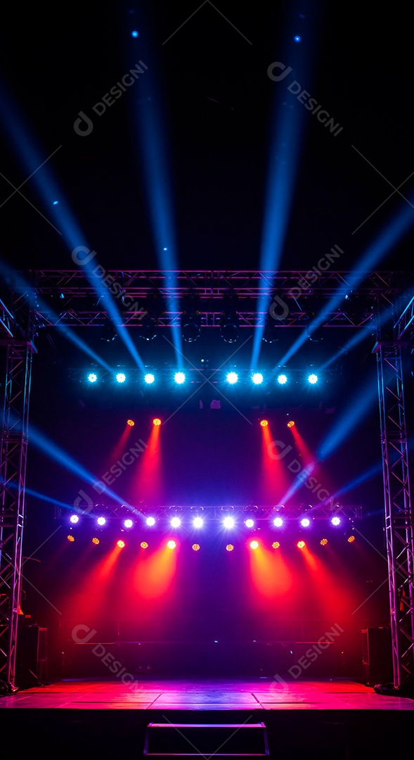 Cenário de Palco iluminado com luzes