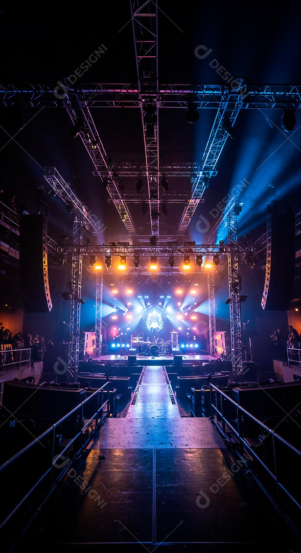 Cenário de Palco iluminado com luzes