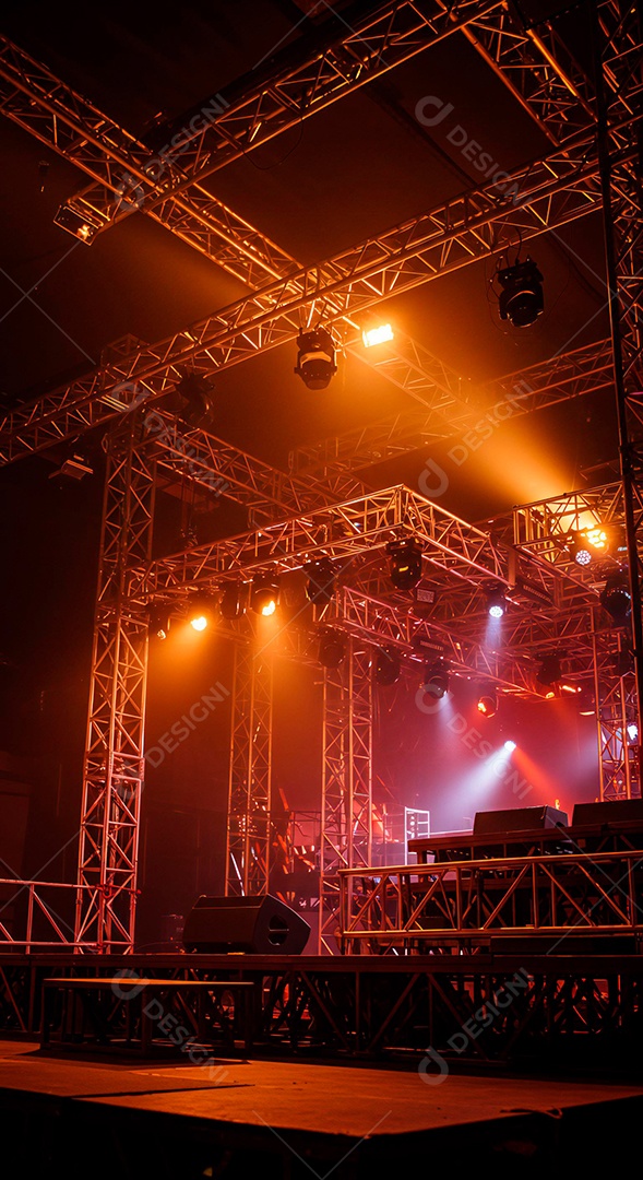 Cenário de Palco iluminado com luzes