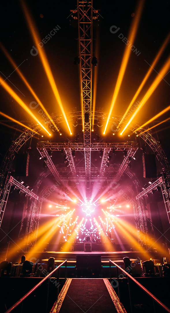 Cenário de Palco iluminado com luzes