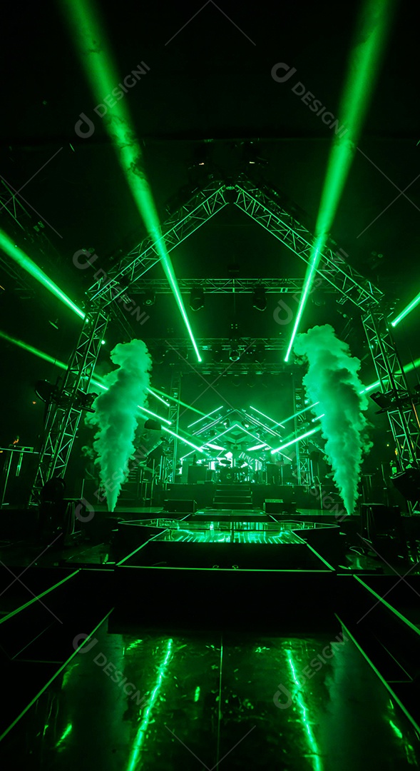 Cenário de Palco iluminado com luzes