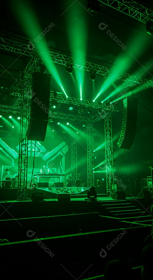 Cenário de Palco iluminado com luzes