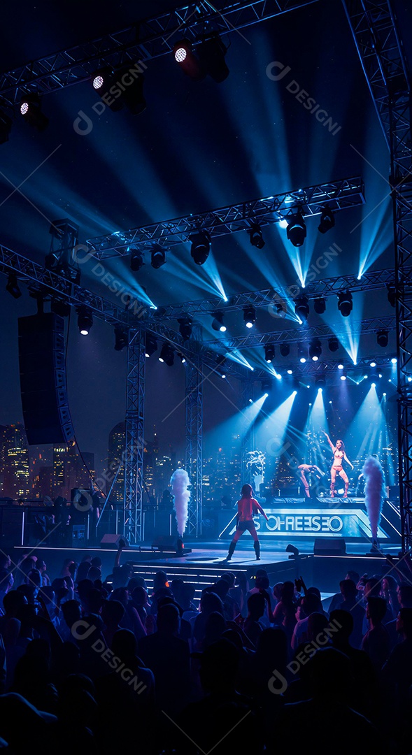 Cenário de Palco iluminado com luzes