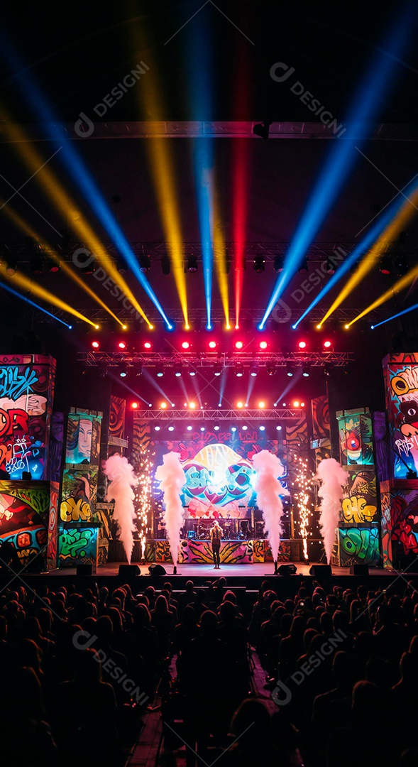 Cenário de Palco iluminado com luzes