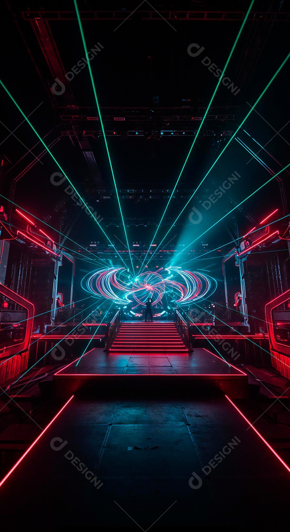 Cenário de Palco iluminado com luzes