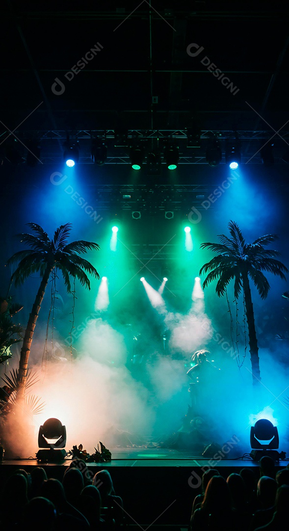 Cenário de Palco iluminado com luzes