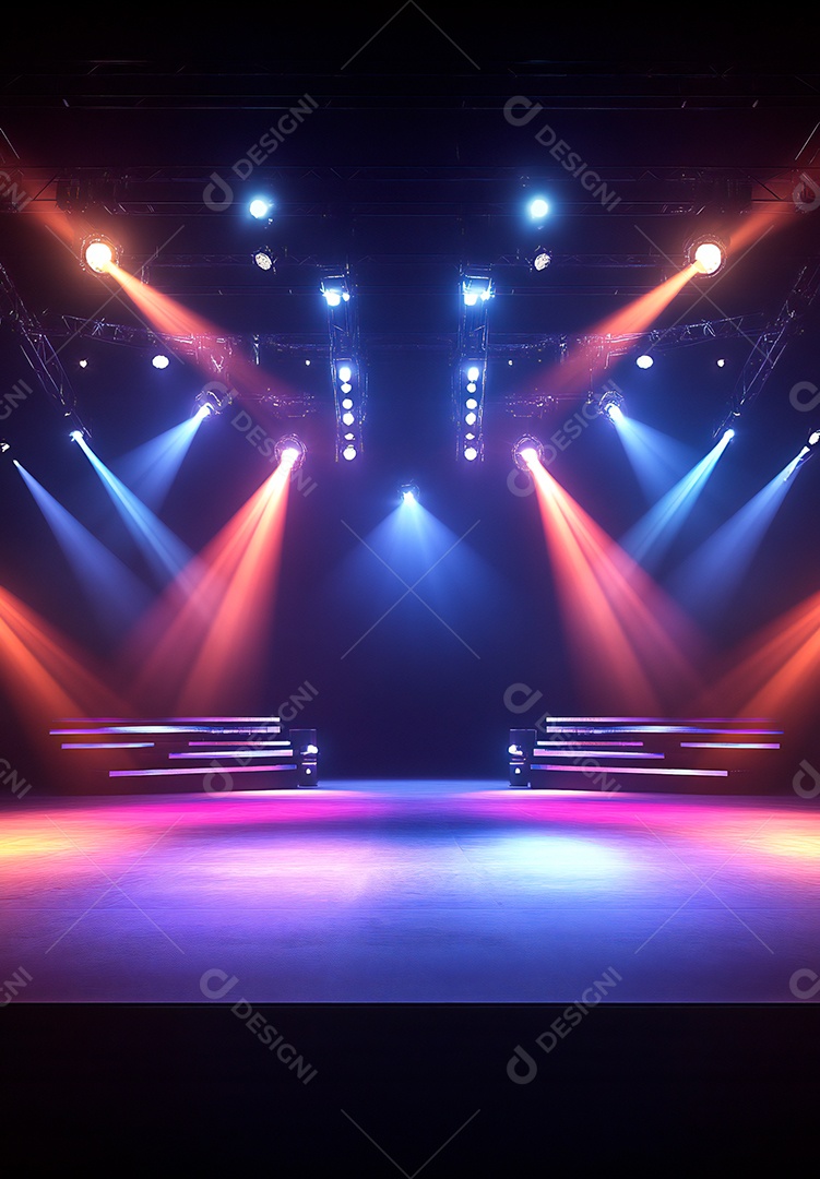 Cenário de Palco iluminado com luzes