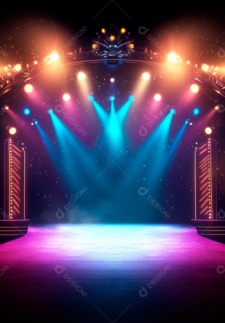 Cenário de Palco iluminado com luzes