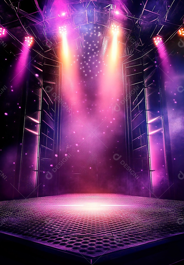 Cenário de Palco iluminado com luzes